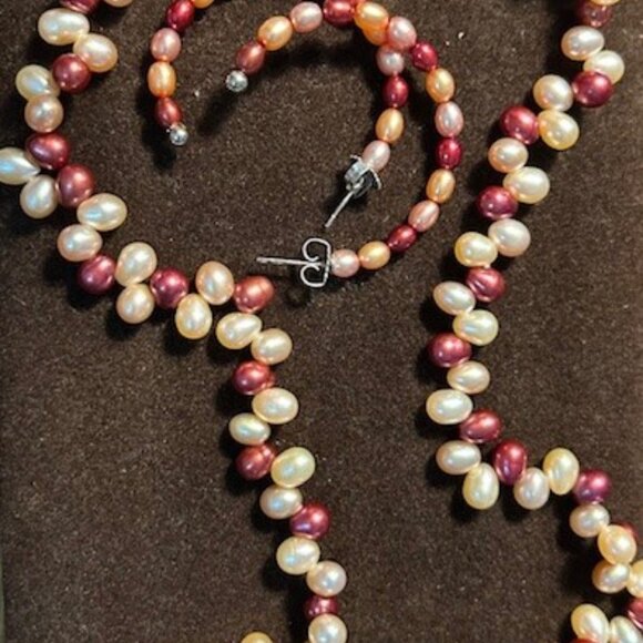 Honora Jewelry - Sterling Cultured Pearl Necklace By Honora  + Pair Honora Cultured Pearl Hoops